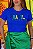 TSHIRT FEMININA ALGODÃO BRASIL LANTEJOULA / AZUL BIC - Imagem 1