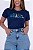 TSHIRT FEMININA ALGODÃO BRASIL APLICAÇÃO SEDA / AZUL MARINHO - Imagem 1