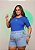 TSHIRT PLUS SIZE FEMININA BRASIL CORAÇÃO BORDADO / AZUL BIC - Imagem 2