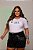 TSHIRT PLUS SIZE FEMININA BRASIL BORDADO / BRANCA - Imagem 1