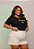 TSHIRT PLUS SIZE FEMININA BRASIL BANDEIRINHA BORDADO / PRETA - Imagem 3