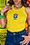 REGATA RIBANA MICRO CANELADA BRASIL BRASÃO MEIO/ AMARELA - Imagem 1