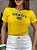 TSHIRT FEMININA ALGODÃO BRASIL BANDEIRA SILKSCREEN / AMARELA ESCRITA AZUL - Imagem 1