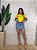 TSHIRT FEMININA ALGODÃO BRASIL LISTRAS LADO SILKSCREEN / AMARELA - Imagem 3