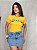 TSHIRT FEMININA ALGODÃO BRASIL LISTRAS LADO SILKSCREEN / AMARELA - Imagem 2