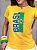 TSHIRT FEMININA ALGODÃO BRASIL BANDEIRA EM PE SILKSCREEN / AMARELA - Imagem 1