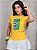 TSHIRT FEMININA ALGODÃO BRASIL BANDEIRA EM PE SILKSCREEN / AMARELA - Imagem 2