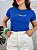 TSHIRT FEMININA ALGODÃO BORDADA BRASIL COLORIDO / AZUL BIC - Imagem 1