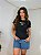TSHIRT FEMININA ALGODÃO BORDADA BRASIL BANDEIRINHA / PRETA - Imagem 2