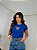 TSHIRT FEMININA ALGODÃO BORDADA BRASIL MAPA / AZUL BIC - Imagem 3
