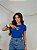TSHIRT FEMININA ALGODÃO BORDADA BRASIL MAPA / AZUL BIC - Imagem 2