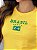 TSHIRT FEMININA ALGODÃO BORDADA BRASIL BANDEIRINHA / AMARELA - Imagem 3
