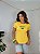 TSHIRT FEMININA ALGODÃO BORDADA BRASIL BANDEIRINHA / AMARELA - Imagem 2