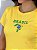 TSHIRT FEMININA ALGODÃO BORDADA BRASIL MAPA / AMARELA - Imagem 2
