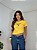 TSHIRT FEMININA ALGODÃO BORDADA BRASIL MAPA / AMARELA - Imagem 3