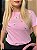 TSHIRT FEMININA ALGODÃO BORDADA FLORZINHAS / ROSA BEBE - Imagem 1