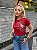 TSHIRT FEMININA ALGODÃO FLOR GRANDE MIOLO PEROLAS / VERMELHA - Imagem 2