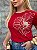 TSHIRT FEMININA ALGODÃO FLOR GRANDE MIOLO PEROLAS / VERMELHA - Imagem 1
