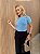 TSHIRT FEMININA ALGODÃO BORDADA LATERAL / AZUL BEBE - Imagem 2