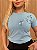 TSHIRT FEMININA ALGODÃO BORDADA LATERAL / AZUL BEBE - Imagem 1