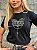 TSHIRT FEMININA ALGODÃO BORBOLETA STRASS / PRETA - Imagem 1