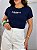 TSHIRT FEMININA ALGODÃO BORDADA BRASIL 5 ESTRELAS / AZUL MARINHO - Imagem 1