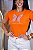 TSHIRT FEMININA ALGODÃO BORBOLETA APLICAÇÃO / LARANJADA - Imagem 1