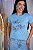 TSHIRT FEMININA ALGODÃO 3 BORBOLETAS COM STRASS / AZUL BEBE - Imagem 1