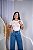TSHIRT FEMININA ALGODÃO QUADRADINHOS ROSA PEROLAS / OFFWHITE - Imagem 2