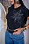 TSHIRT FEMININA ALGODÃO FLOR DOURADA LATERAL / PRETA - Imagem 1