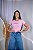 TSHIRT FEMININA ALGODÃO PARIS APLICAÇÃO FLORZINHA / ROSA BEBE - Imagem 2