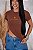 TSHIRT FEMININA ALGODÃO GRATIDÃO / MARROM - Imagem 1