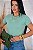 TSHIRT FEMININA ALGODÃO BORDADO NA GOLA / VERDE MENTA - Imagem 1