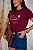 TSHIRT FEMININA ALGODÃO BORDADO LIVRE PARA VIVER O PROPOSITO / MARSALA - Imagem 1
