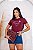 TSHIRT FEMININA ALGODÃO BORDADO LIVRE PARA VIVER O PROPOSITO / MARSALA - Imagem 2