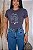 TSHIRT FEMININA ALGODÃO FÉ STRASS / CINZA CHUMBO - Imagem 1