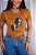 TSHIRT FEMININA ALGODÃO COUNTRY CAVALO COM STRASS / CARAMELO - Imagem 1