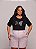 TSHIRT PLUS SIZE FEMININA BORDADA SEJA FORTE E CORAJOSA / PRETA - Imagem 1
