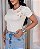 TSHIRT FEMININA ALGODÃO BORDADA LATERAL FLORES / OFFWHITE - Imagem 1