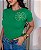 TSHIRT FEMININA ALGODÃO BORDADO FLOR LATERAL / VERDE BANDEIRA - Imagem 1