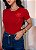 TSHIRT FEMININA ALGODÃO BORDADA FLOR LATERAL / VERMELHA - Imagem 1