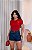 TSHIRT FEMININA ALGODÃO BORDADA FLOR LATERAL / VERMELHA - Imagem 2