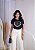 TSHIRT FEMININA ALGODÃO CORAÇÃO RENDA / PRETA - Imagem 2