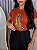 TSHIRT FEMININA ALGODÃO ONÇA LAÇO STRASS / TERRA COTA - Imagem 1