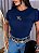 TSHIRT FEMININA ALGODÃO COUNTRY BORDADO BOTINHAS / AZUL MARINHO - Imagem 1