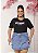 TSHIRT PLUS SIZE FEMININA BELIEVE STRASS / PRETO - Imagem 1