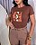 TSHIRT FEMININA ALGODÃO RAMO ALTO RELEVO / CHOCOLATE - Imagem 1