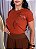TSHIRT FEMININA ALGODÃO LAÇO NA LATERAL / TERRA COTA - Imagem 1