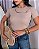 TSHIRT FEMININA ALGODÃO BORDADO JESUS FEZ FLORESCER / NUDE - Imagem 1