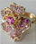 Anel Cravejado Flor Pink Ouro - Imagem 2